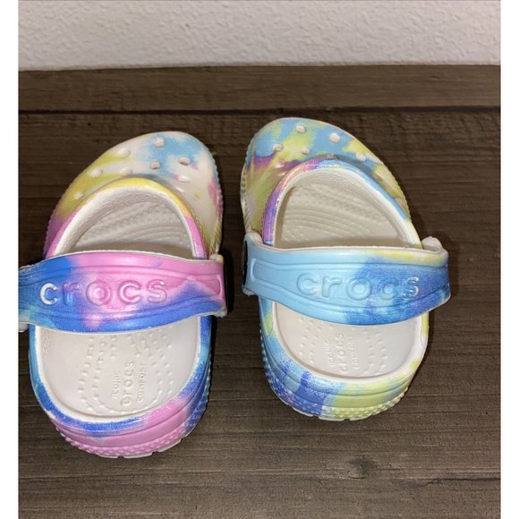 Crocs Unisex Shoes Kids 4C Classic Tie Dye Graphic Slip- on Clogs 205451 - Picture 6 of 11